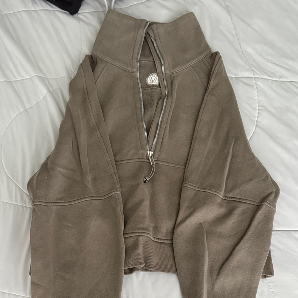 Lululemon olive green funnel neck scuba oversized pullover